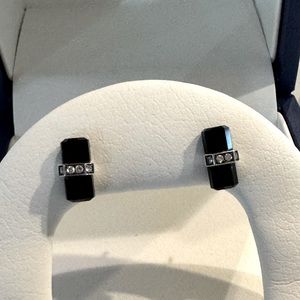 David Yurman Lexington onyx and diamond studs